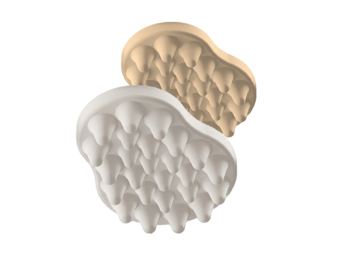 Design-Rendering: zwei feste Dalera-Shampoos in Aprikose und Cotton Cloud